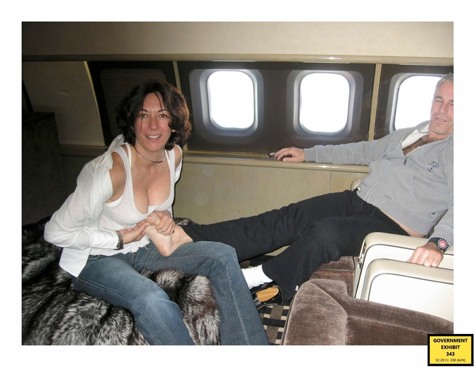 Sleazy never-before-seen photos of Ghislaine Maxwell giving Epstein foot rubs on Lolita Express and sunbathing on yachts among treasure trove of new evidence shown in sex trafficking trial