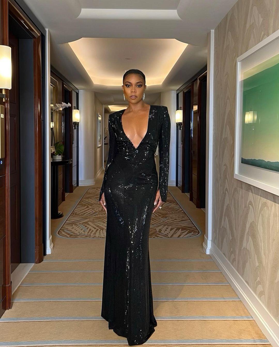 Gabrielle Union Redefines Excellence To 'Black On Black' As She Struts In Sparkling Dress