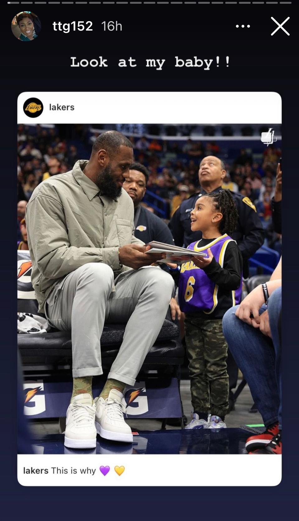 LeBron James and young fan IG story
