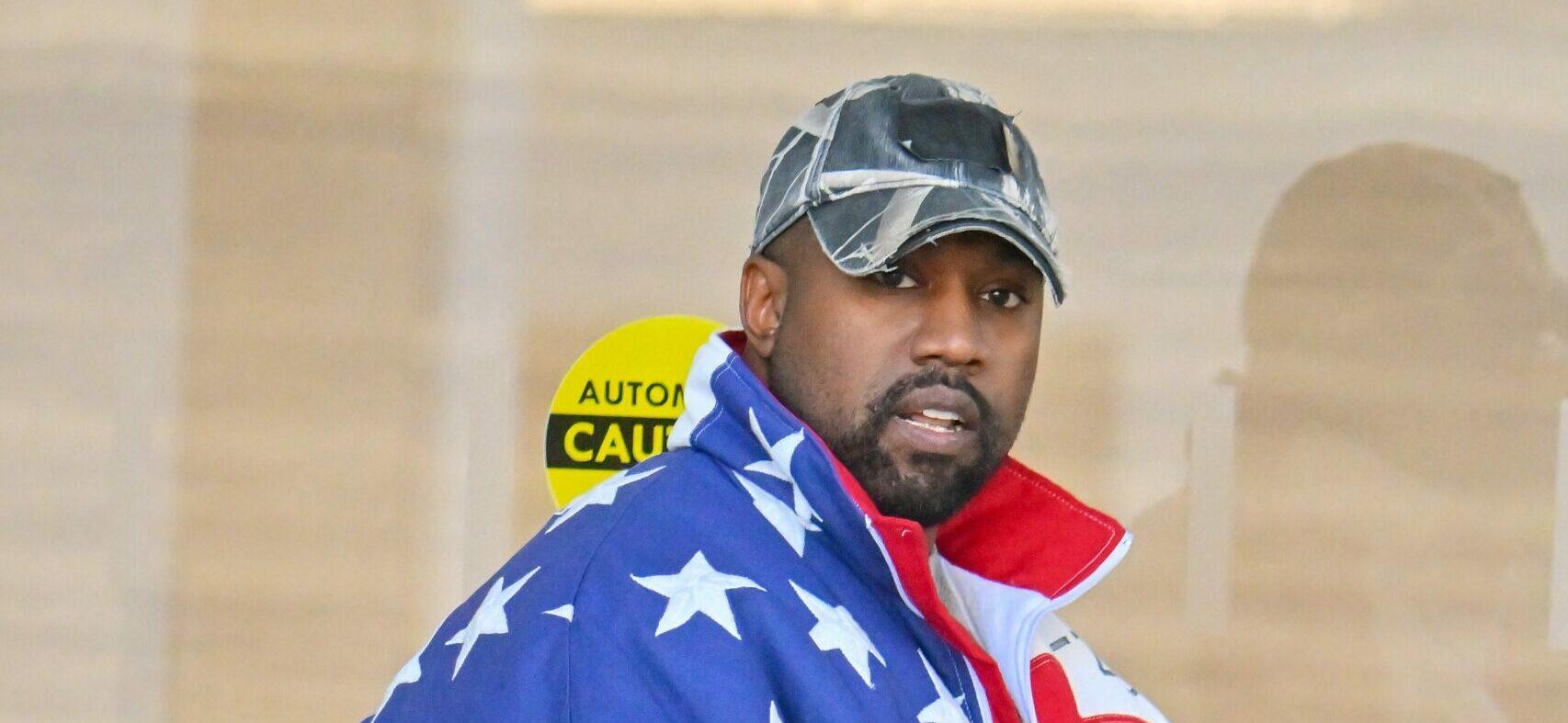 Kanye West Hides His Face During An Outing Without His ‘Wife’ After Being Caught With His Pants Down In Italy