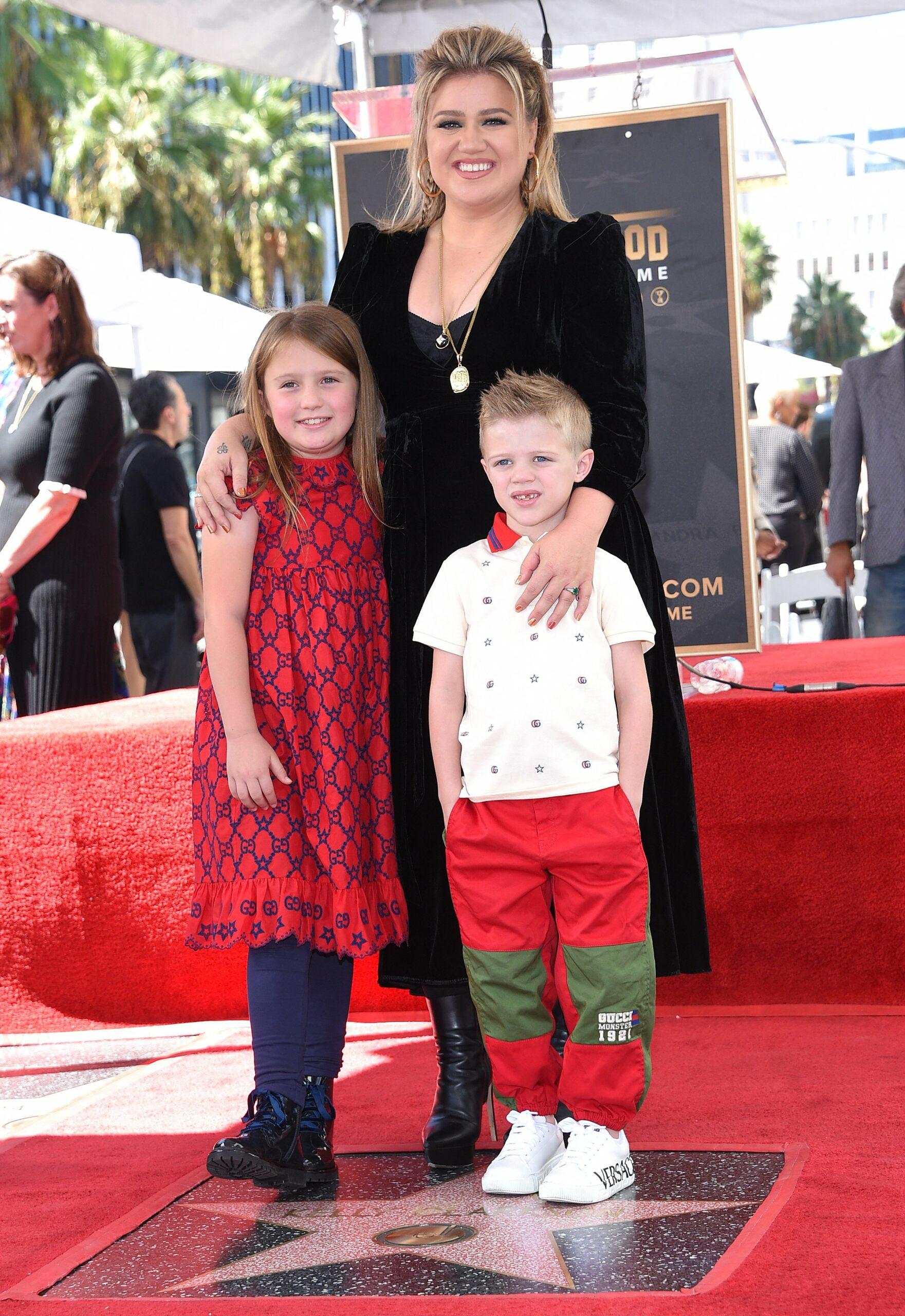 Kelly Clarkson and her children at her Hollywood Walk of Fame Ceremony