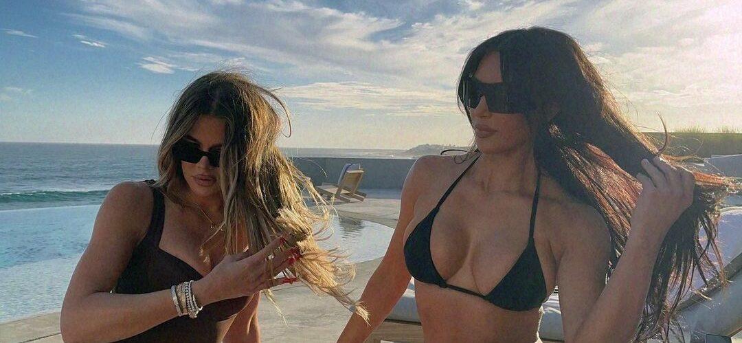 Kardashian Sisters Romp Around In Bathing Suits By The Water