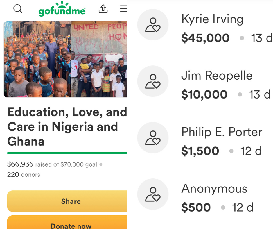 Kyrie Irving donates to GoFundMe