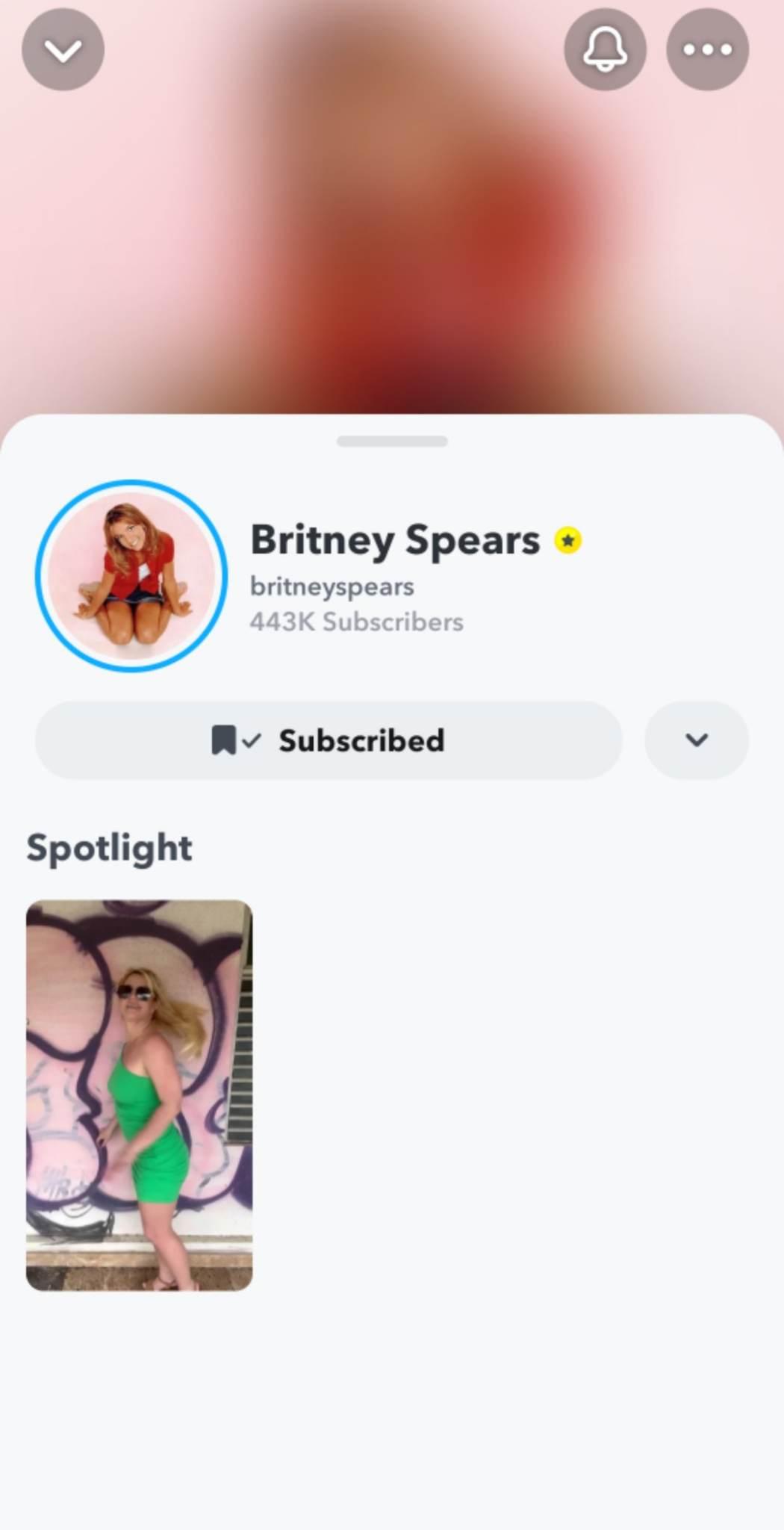 Britney Spears posts on Snapchat