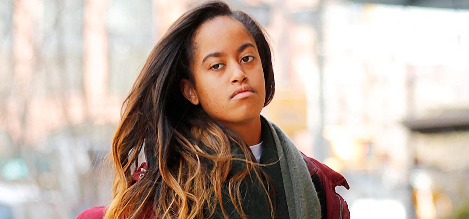 Malia Obama heads to work in New York wearing a red jacket and a super long scarf