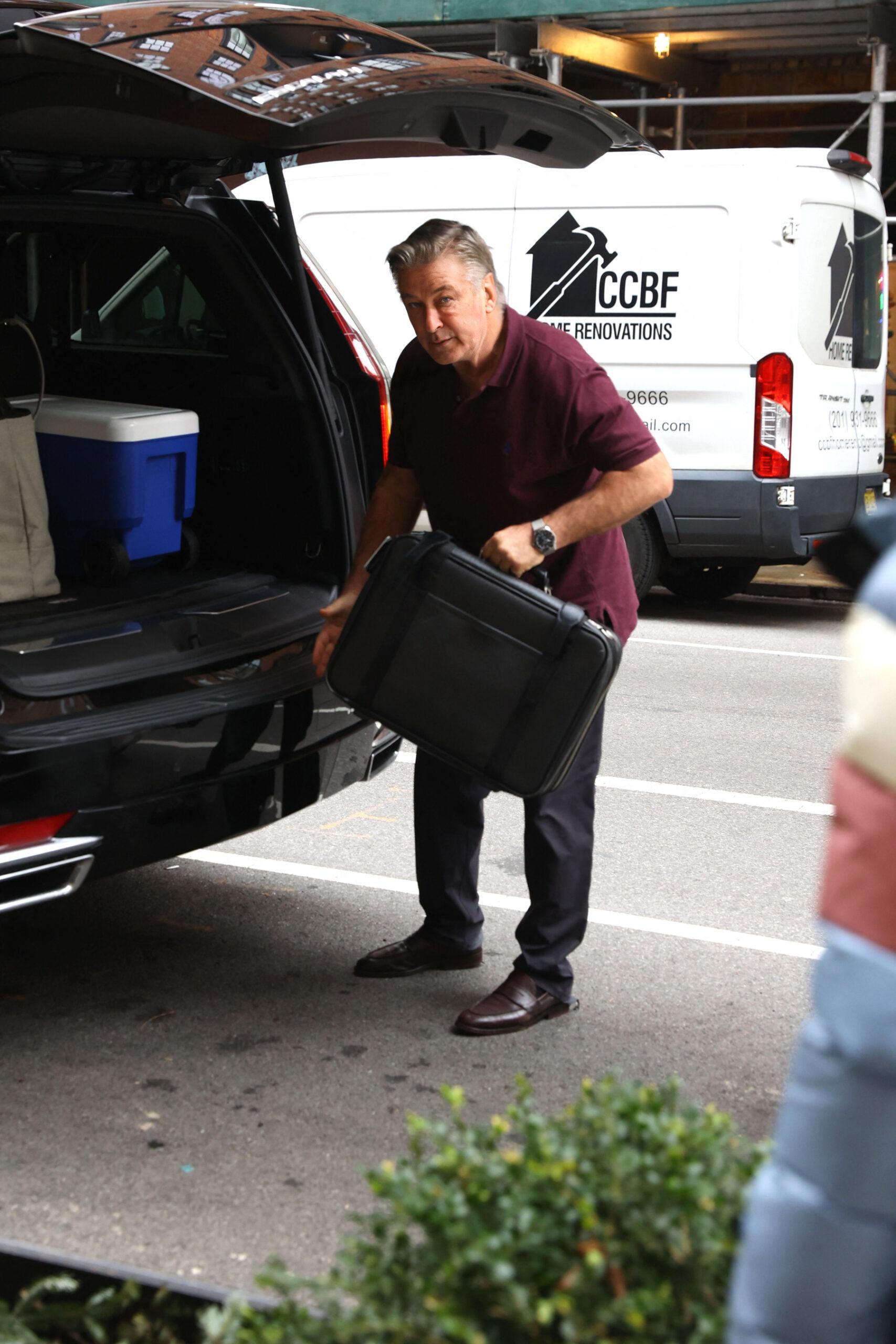 Alec Baldwin and his wife Hilaria Baldwin seen going to their car outside their apartment in New York City