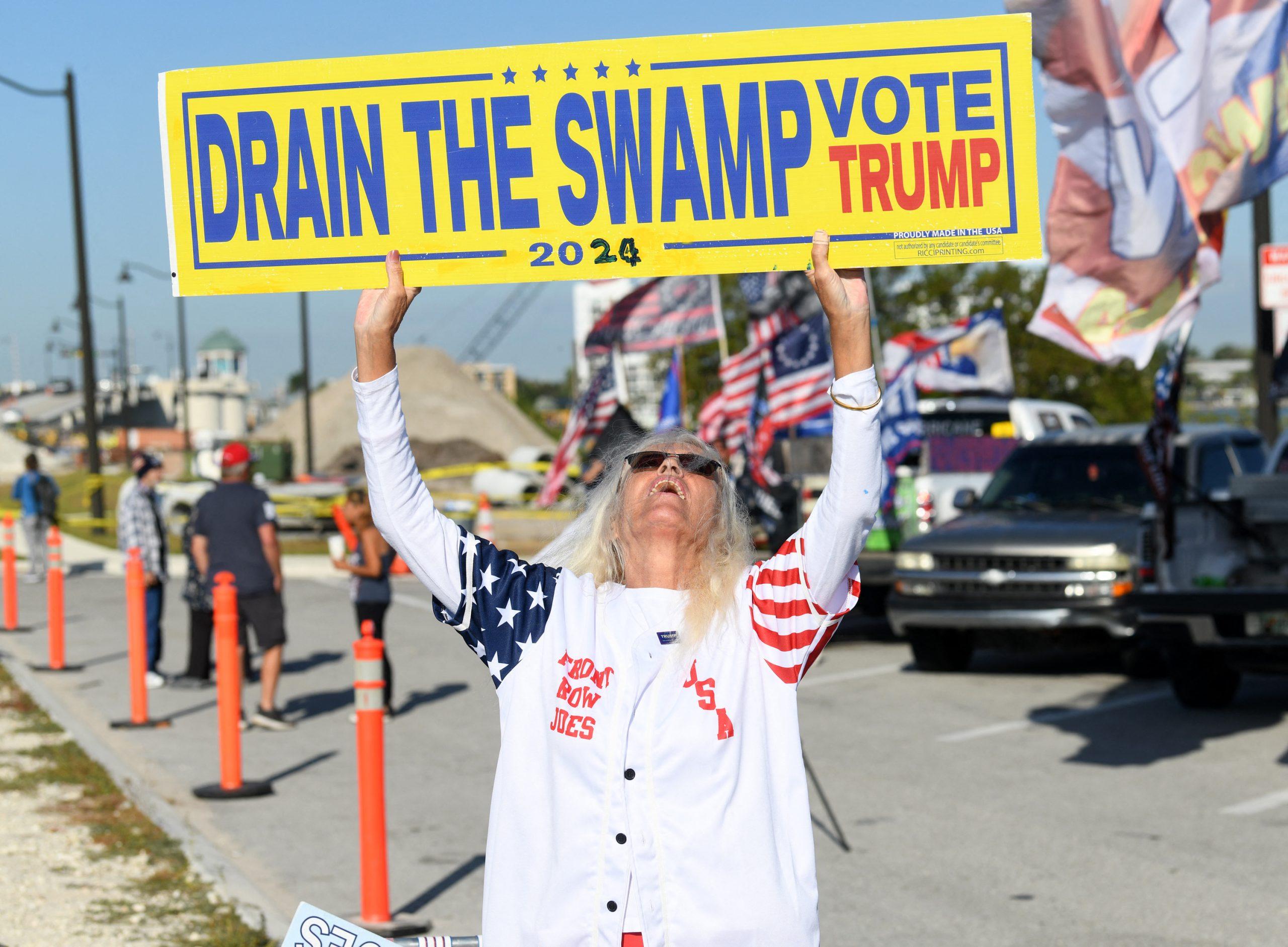 Donald Trump supporters out in force outside the former president s home Mar-a-Lago in Palm Beach Florida