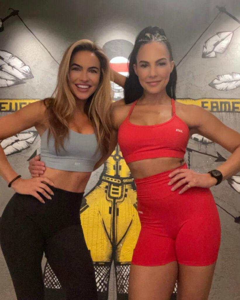 Amanza Smith and Chrishell Stause working out