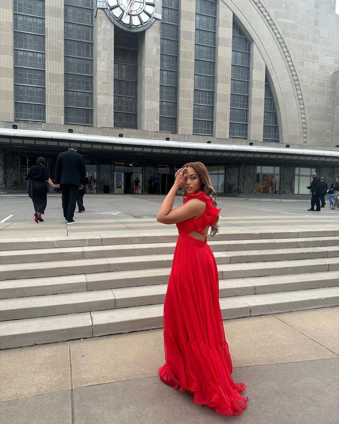 It's 'Wedding Season For Jordyn Woods And Fans Can't Get Over THIS Red Dress