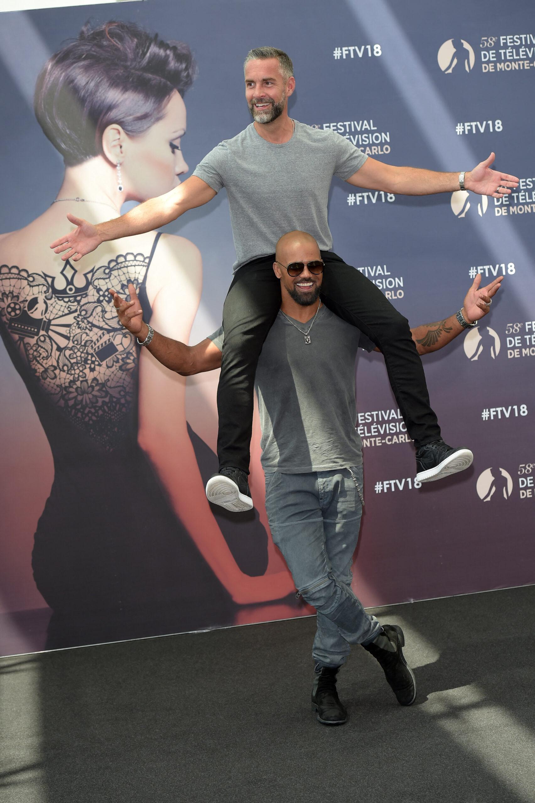 Jay Harrington and Shemar Moore at "S.W.A.T." photocall during 58th Monte-Carlo International Television Festival