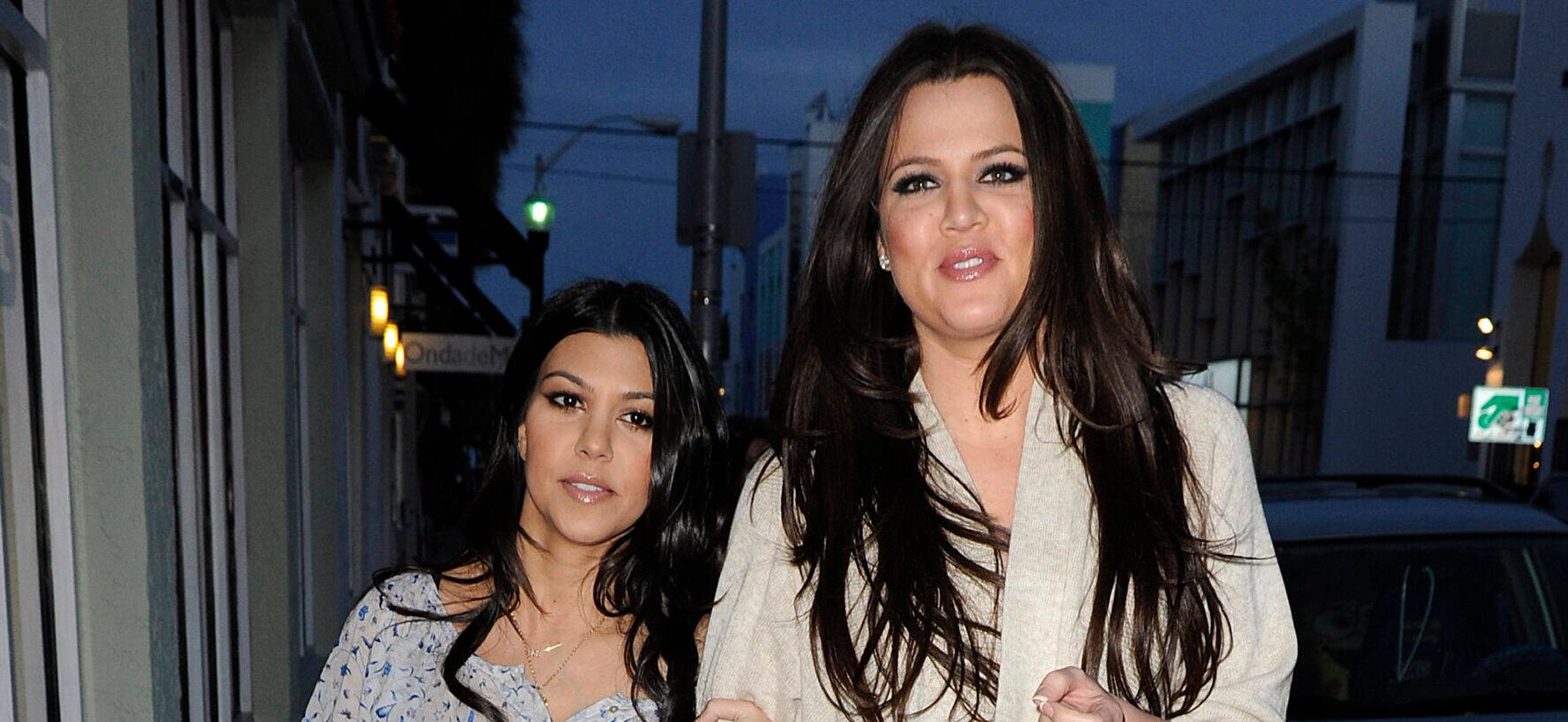 Reality TV stars Kourtney Kardashian and sister Khloe Kardashian are seen shopping on Lincoln Road Mall in South Beach