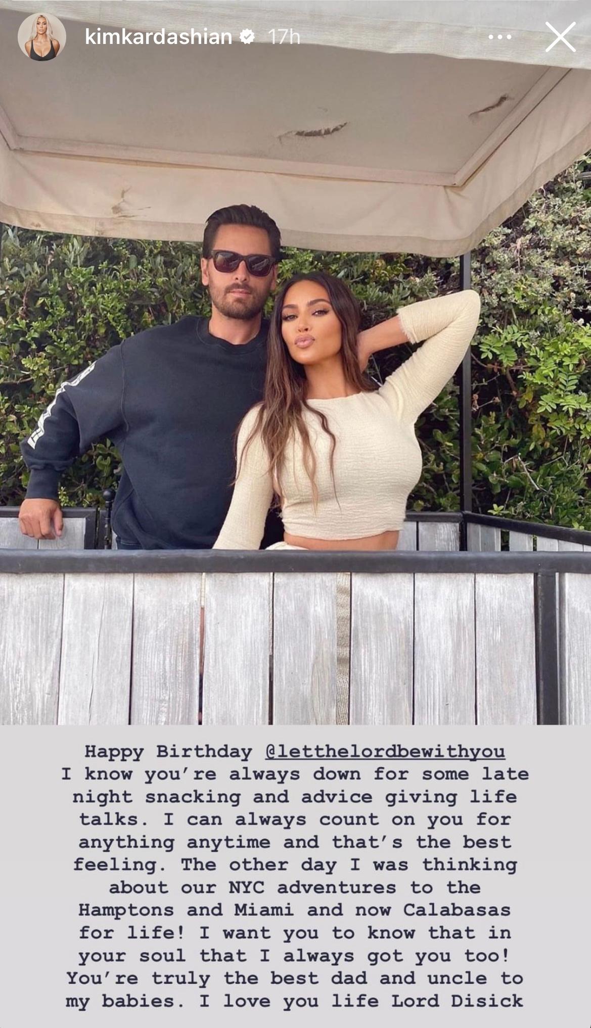 Kim Kardashian pays tribute to Scott Disick on birthday