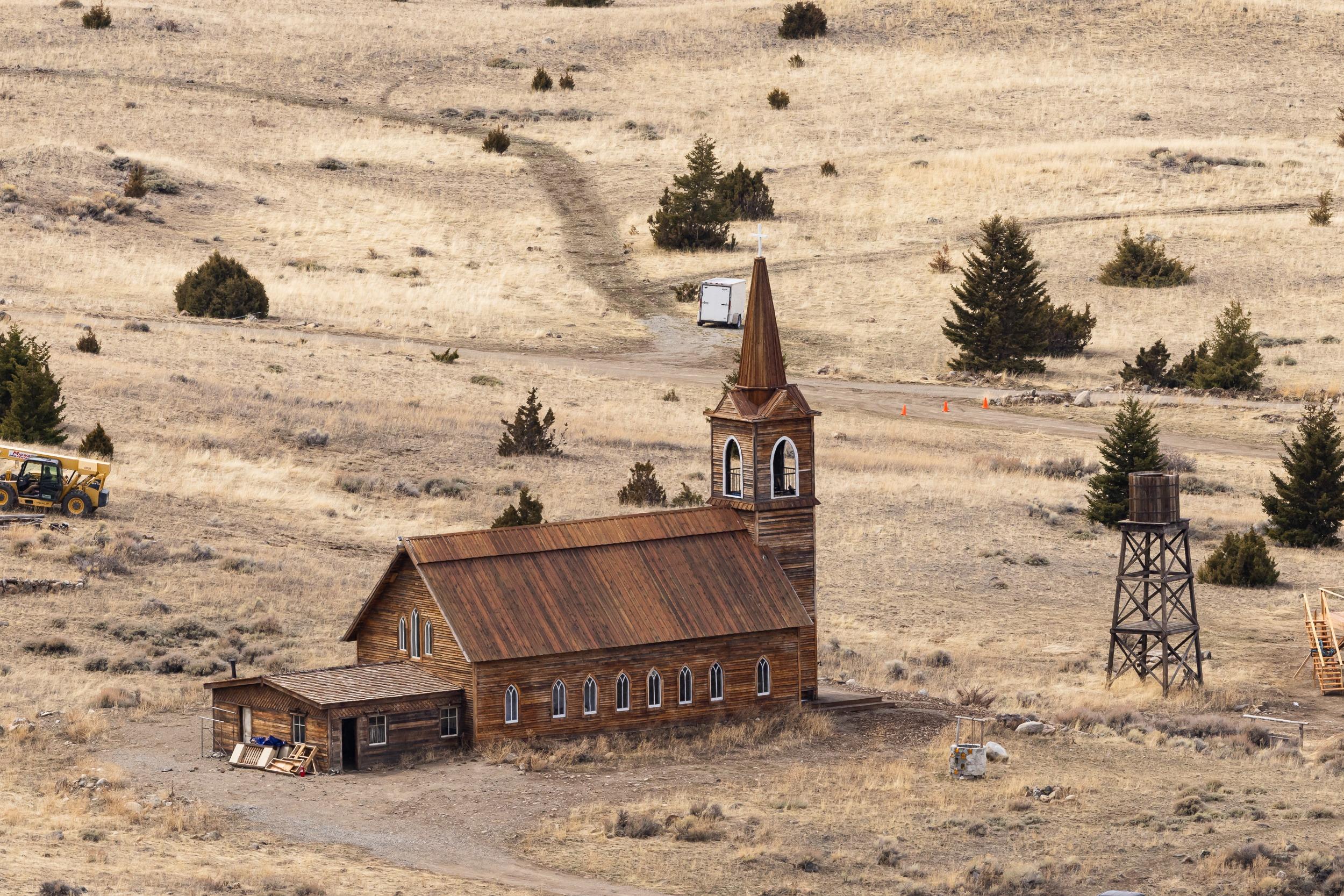 The set of Alec Baldwin's 'Rust' movie as filming resumes in Montana.