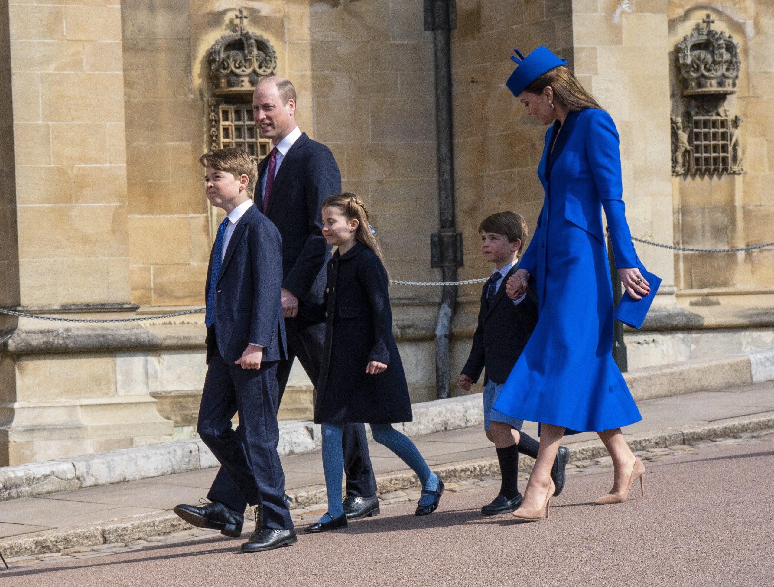 O Príncipe e a Princesa de Gales e seus filhos Príncipe George, Princesa Charlotte e Príncipe Loui