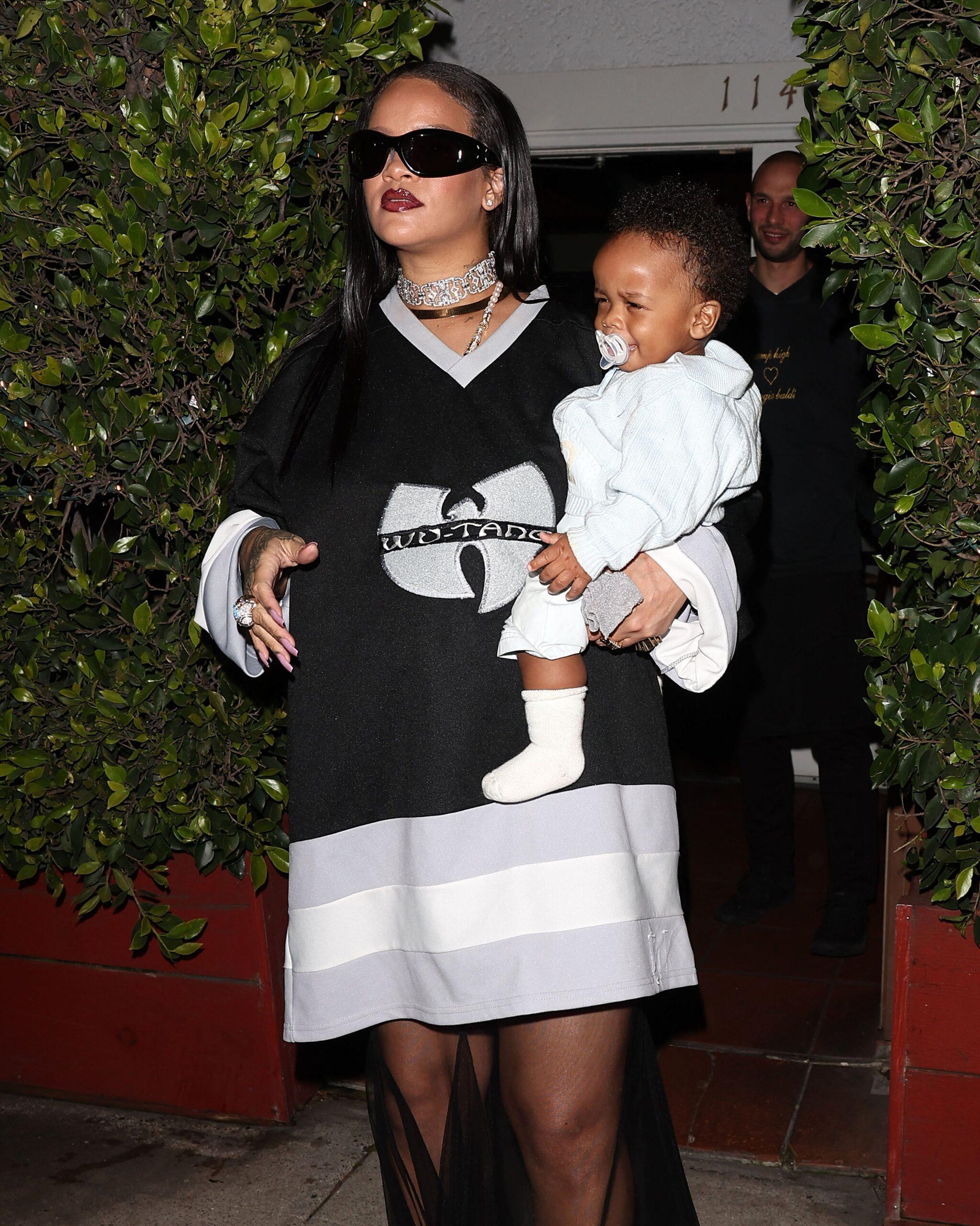 Rihanna takes her baby to dinner with her mother at Giorgio Baldi Italian Restaurant in Santa Monica, CA