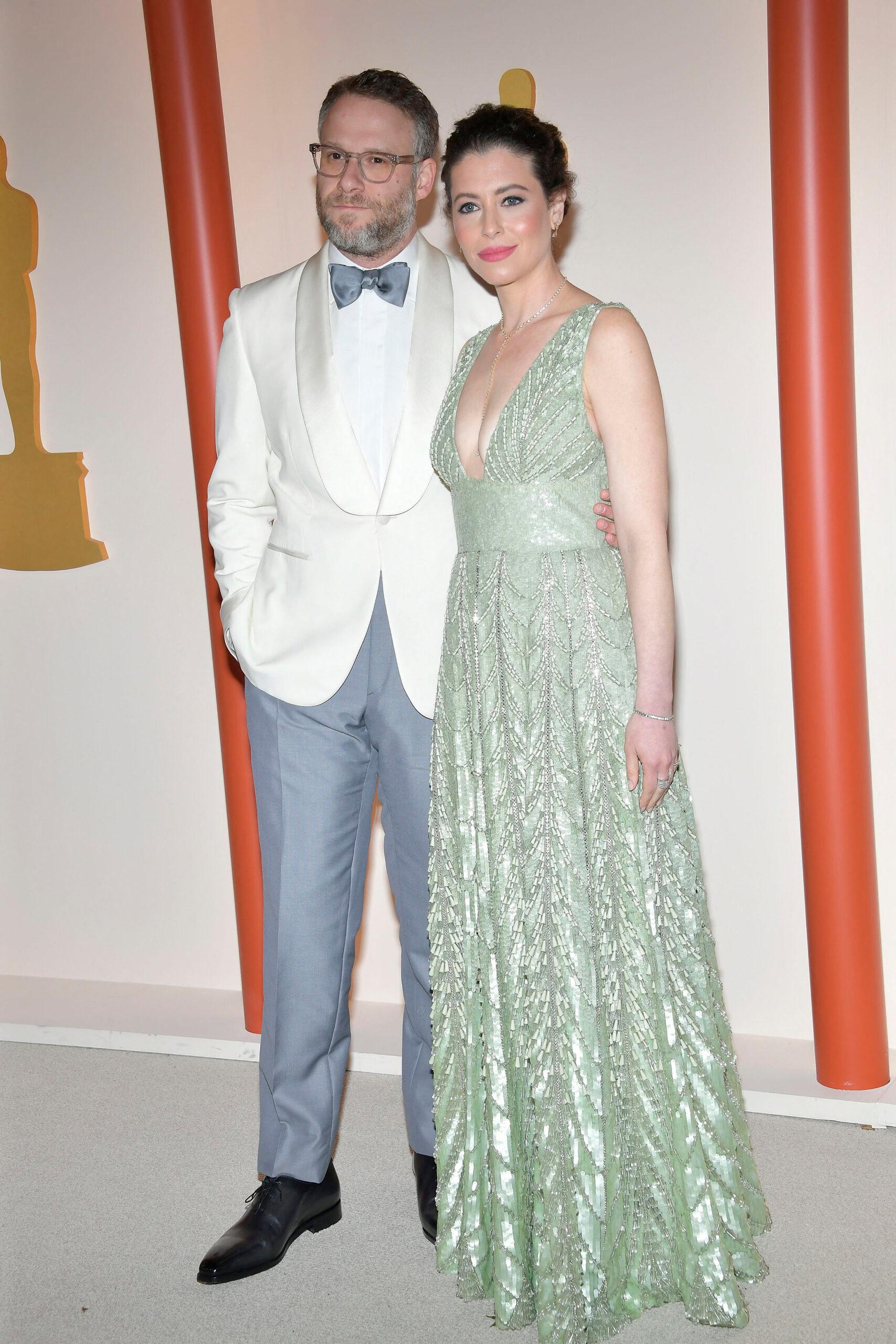 Seth Rogen and wife Lauren Miller at the 95th Annual Academy Awards - ARRIVALS