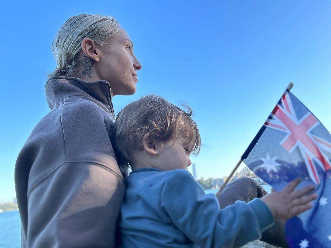 Sharna Burgess and son Zane enjoy Austalia