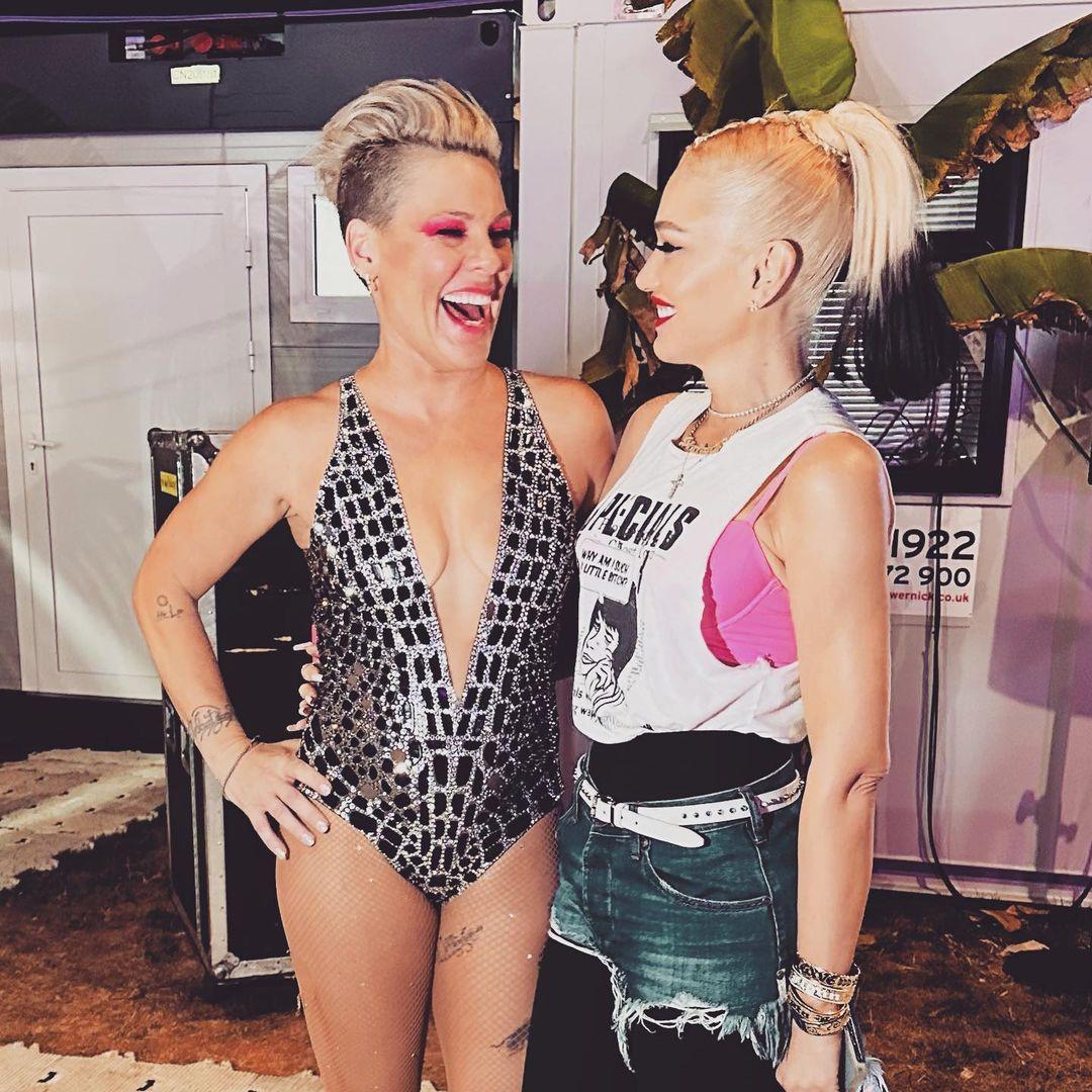 Pink & Gwen Stefani fan over each other