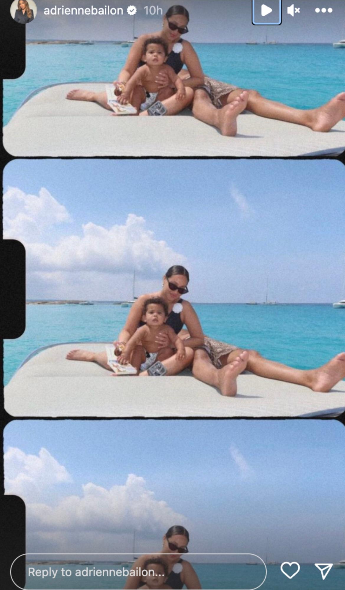 Adrienne Bailon stuns in bikini with son while on vacation in Ibiza