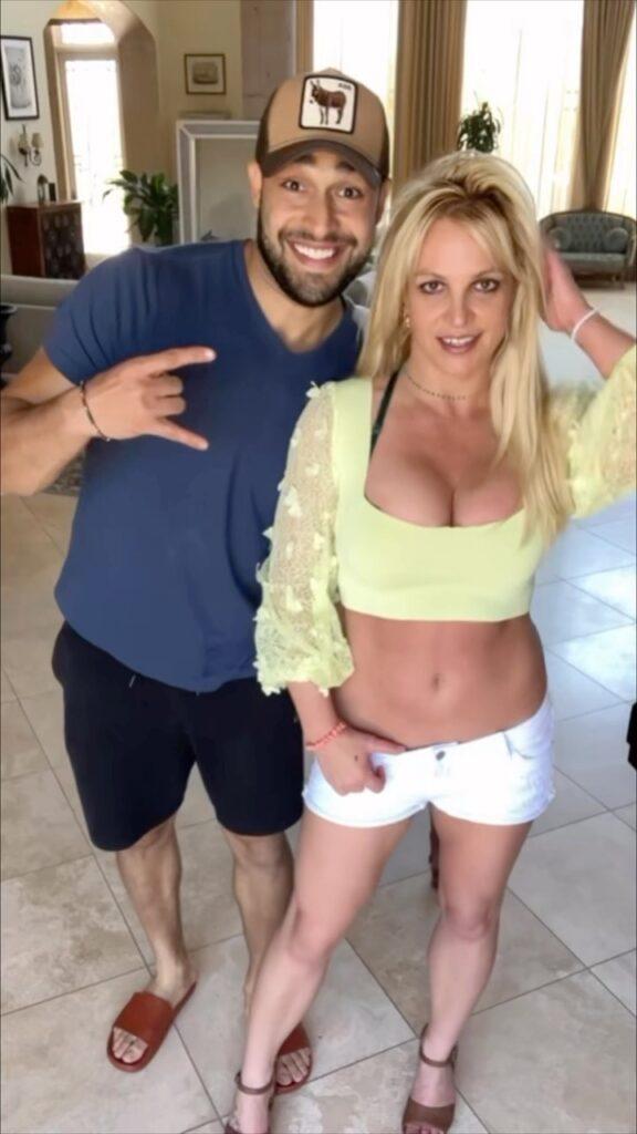 Britney Spears poses with Sam Asghari