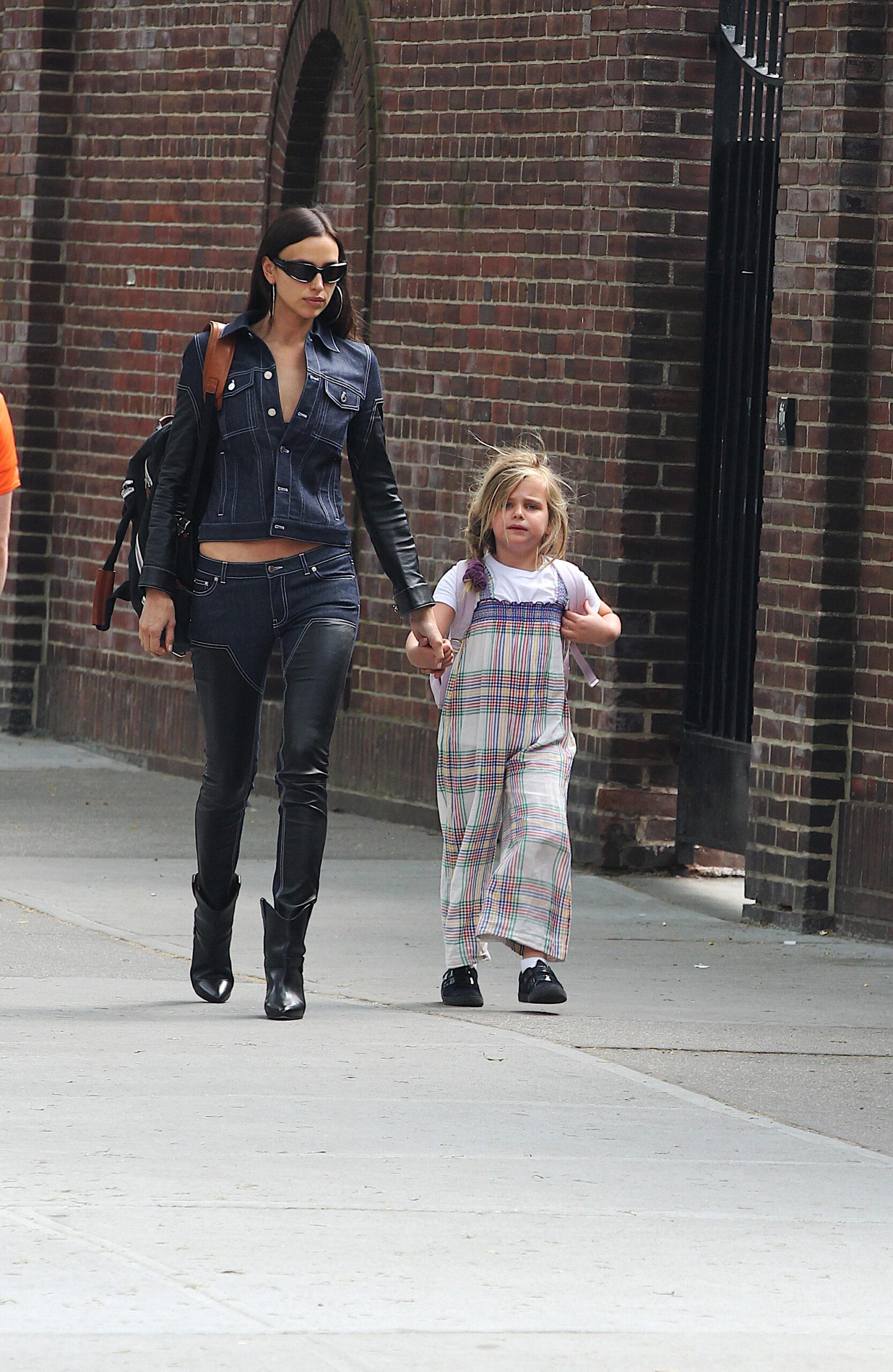 Irina Shayk pick up daughter Lea from school in NYC