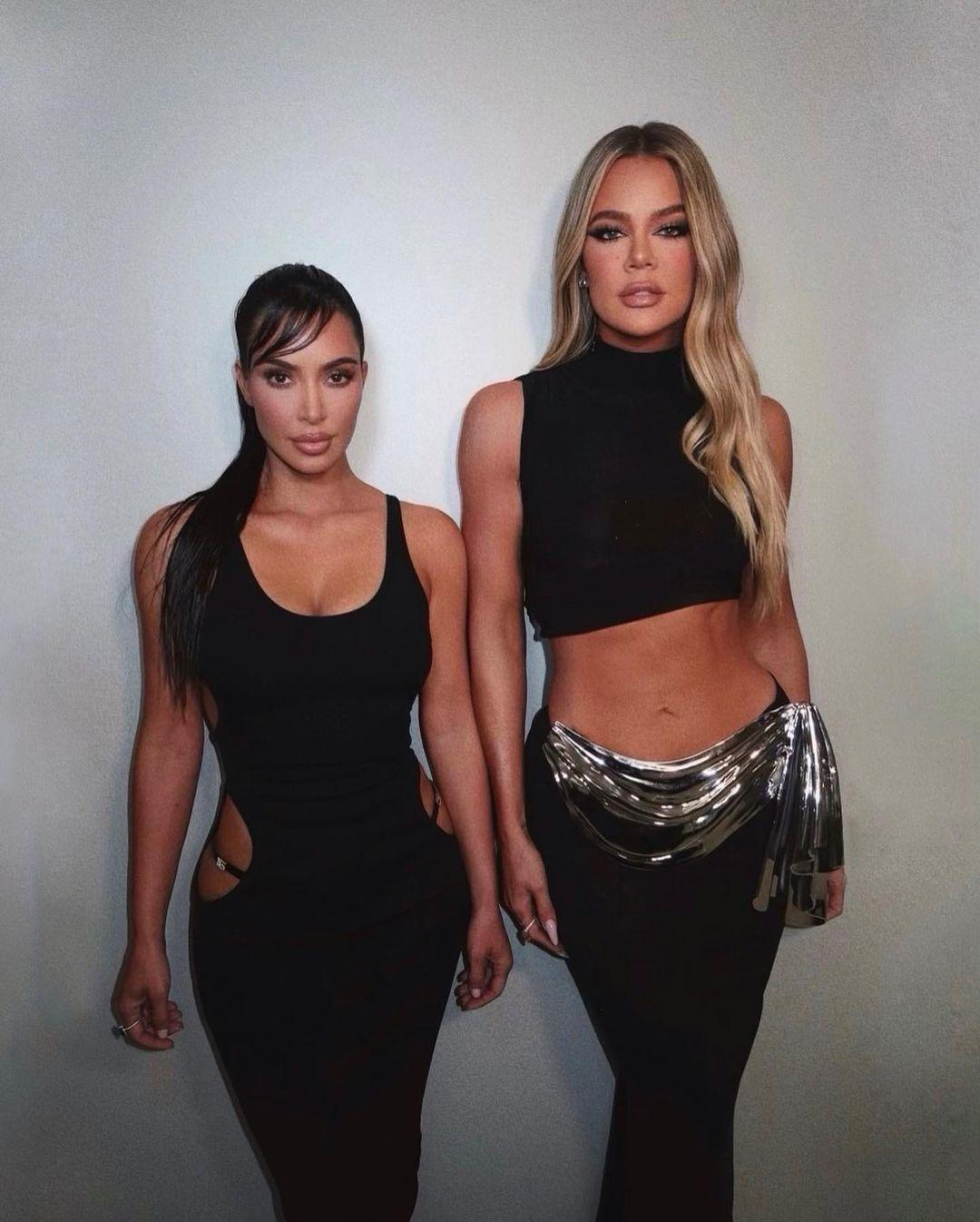 Kim Kardashian and Khloe Kardashian stun in matching black outfits