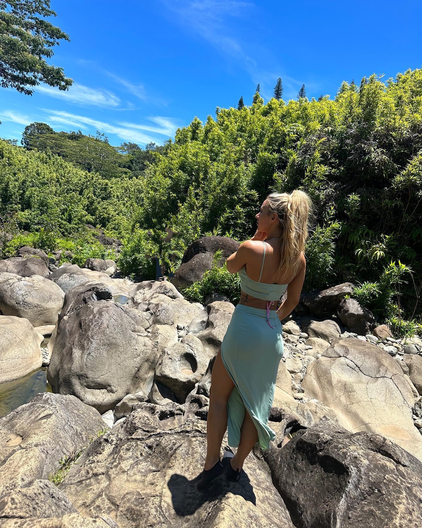 Kindly Myers visits a waterfall in Hawaii