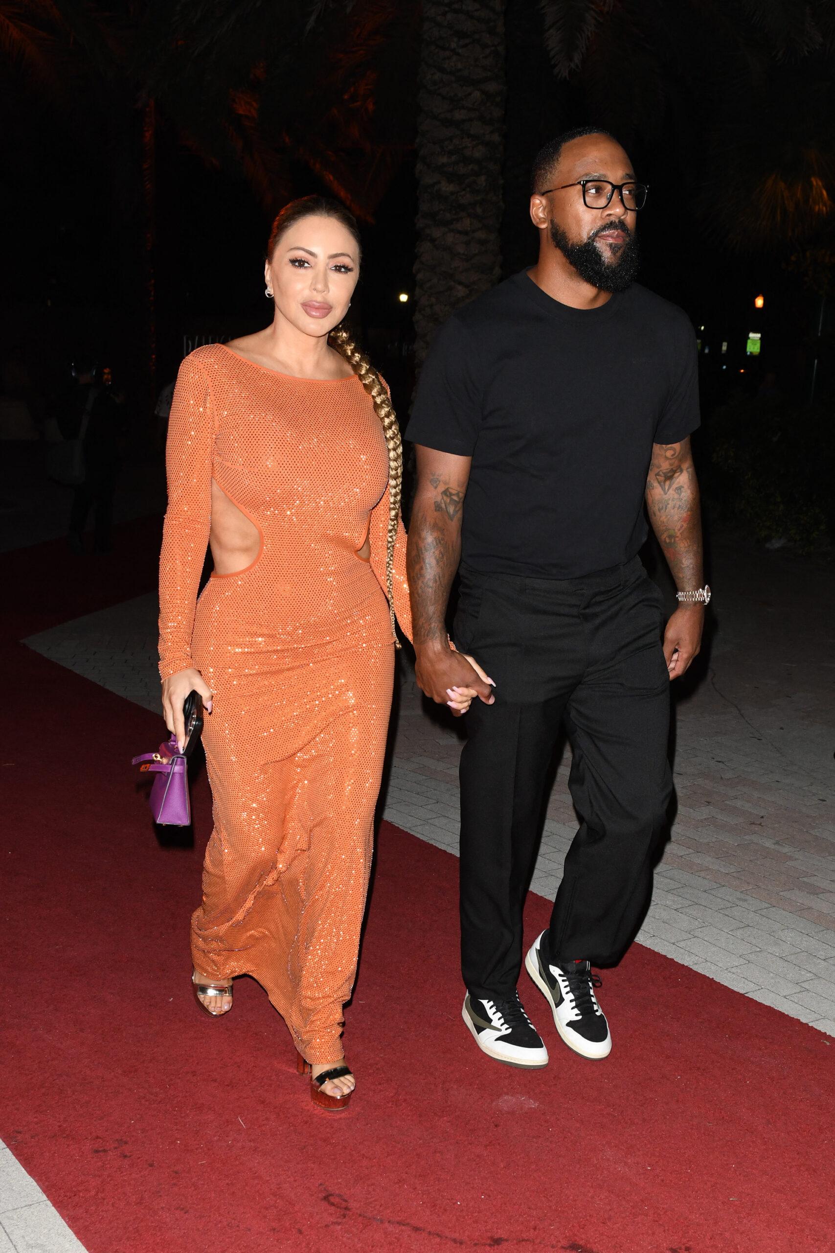 Larsa Pippen And Marcus Jordan arrive for the final night of Carbone Beach in Miami
