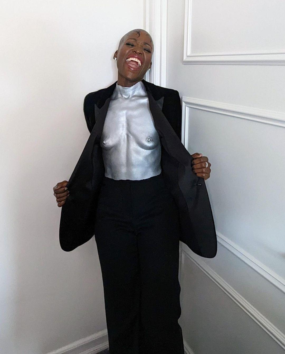 Lupita Nyong'o wore a "naked" breastplate at the Tony Awards