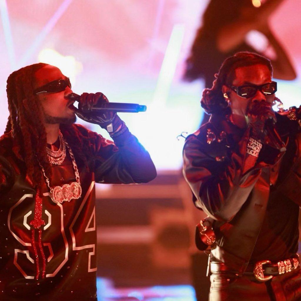Quavo and Offset perform on stage to honor Takeoff at BET 2023