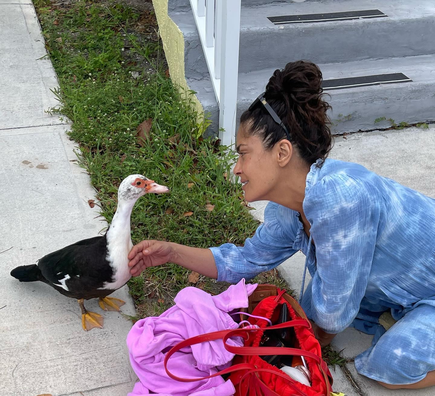 Salma Hayek with bird