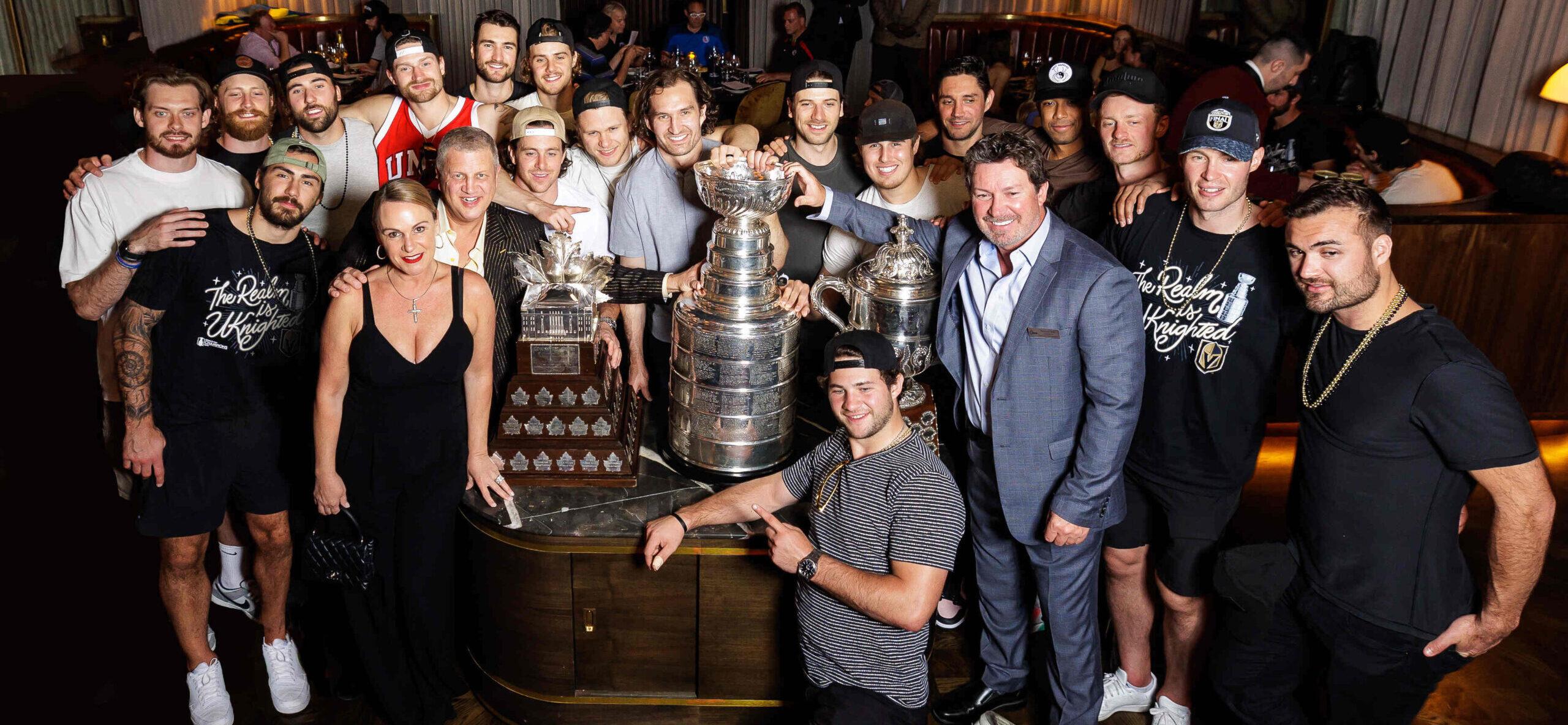 Vegas Golden Knights Bring All Three Championship Trophies To Party At Circa