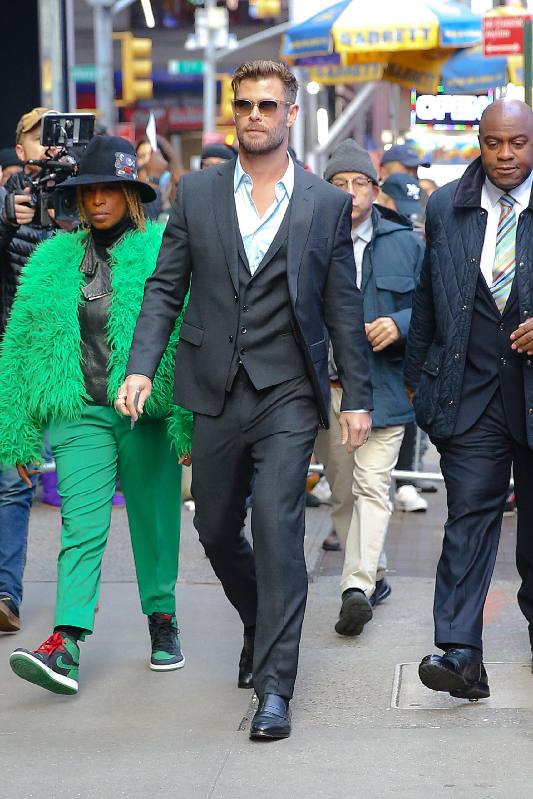 Chris Hemsworth spotted leaving Good Morning America in NYC