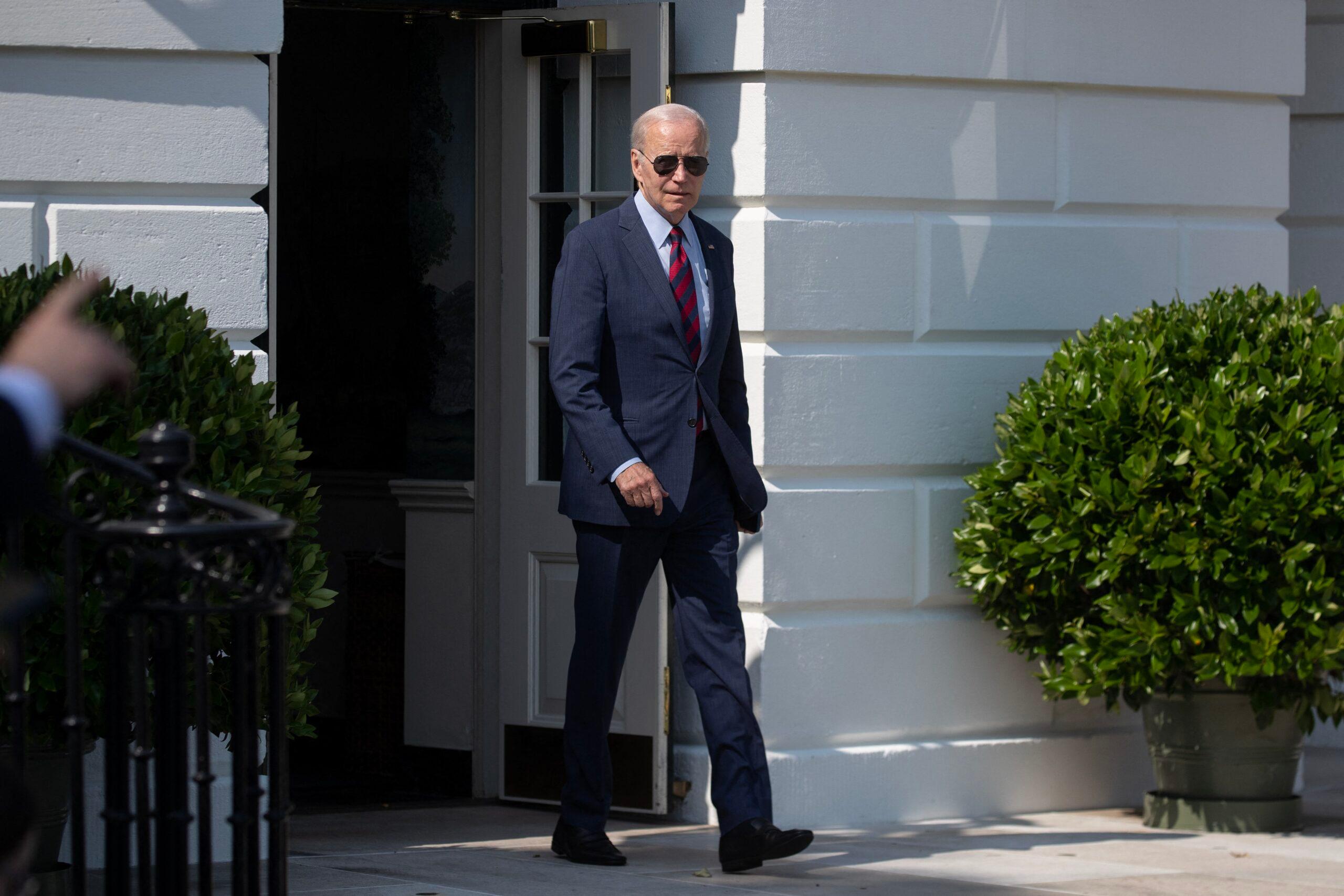 US President Joe Biden departs the White House