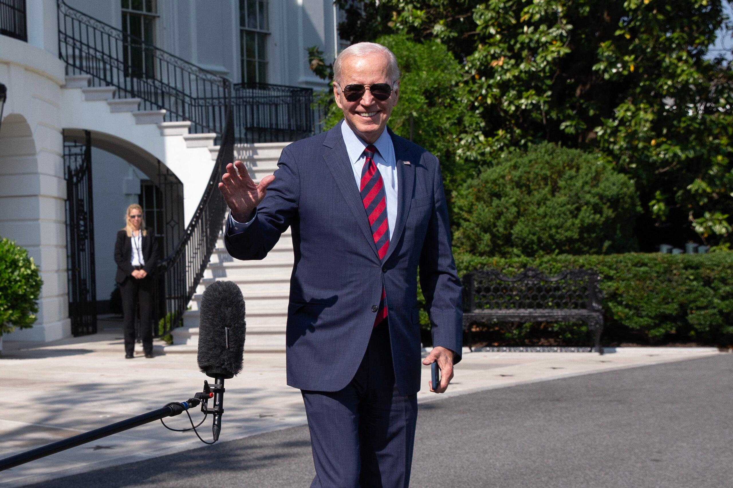 US President Joe Biden departs the White House