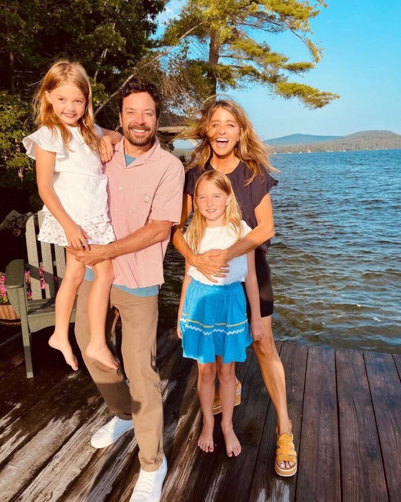 Jimmy Fallon with wife Nancy and daughters