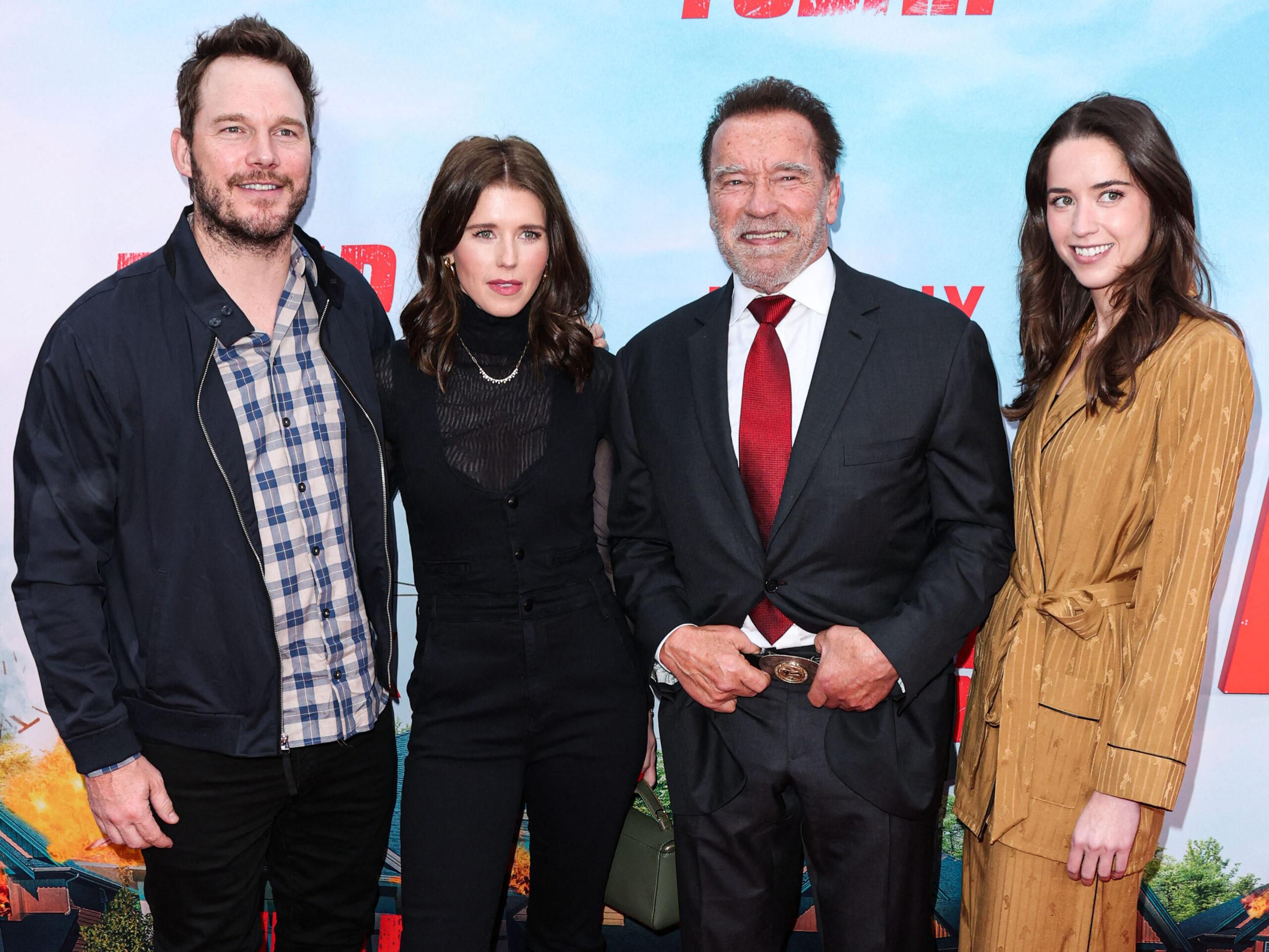 Arnold Schwarzenegger with his daughters at the Los Angeles Premiere Of Netflix's 'FUBAR' Season 1