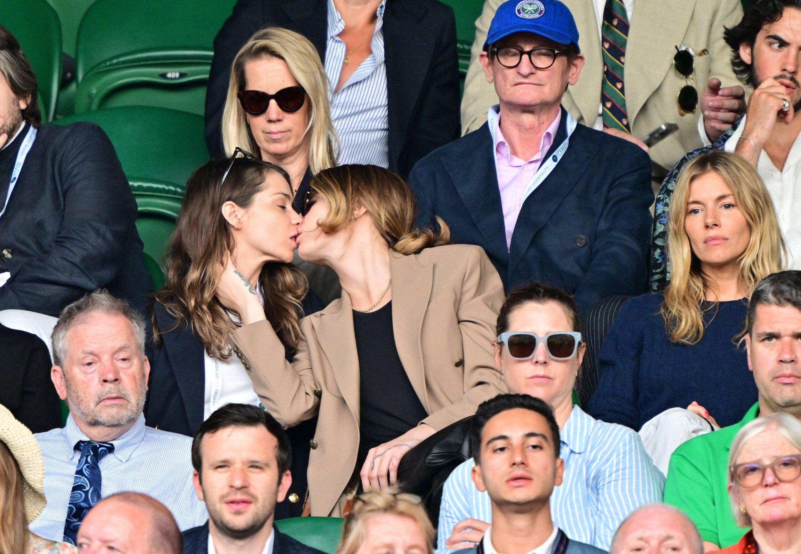 Minke and Cara Delevingne attend day eight of the Wimbledon Tennis Championships at All England Lawn Tennis and Croquet Club on July 10, 2023 in London