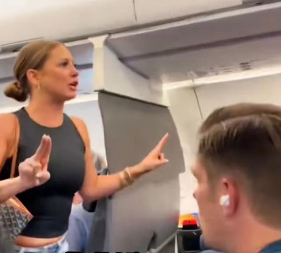 Lady freaks out on flight