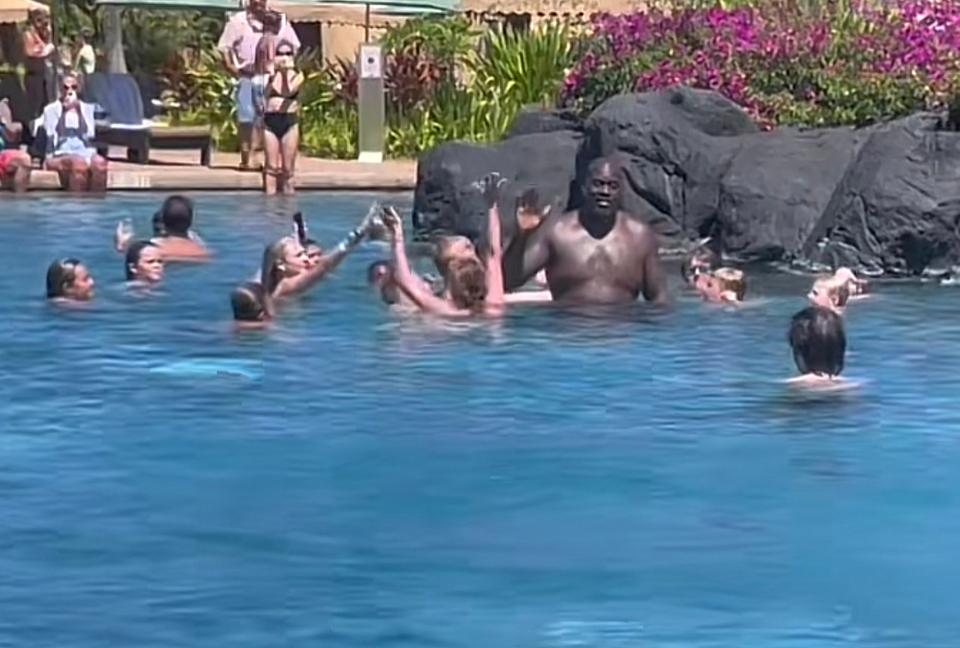 Shaq in the pool with kids