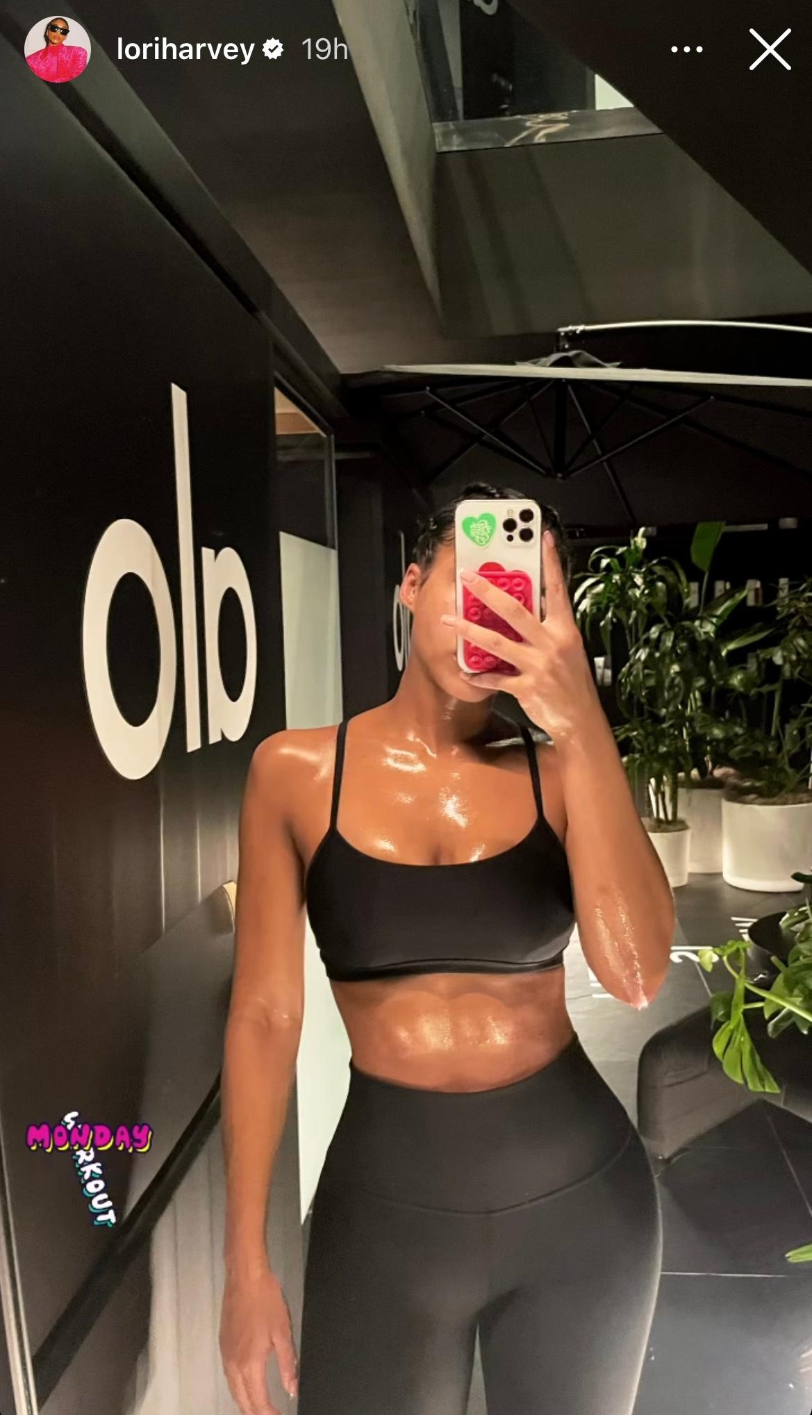 Lori Harvey flaunts abs after workout session