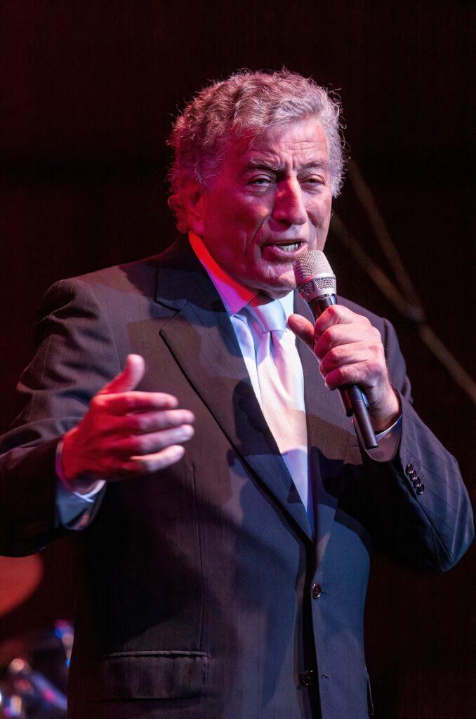 Legendary jazz singer Tony Bennett who died today Friday pictured singing live at the Royal Concert Hall in Glasgow in 2005