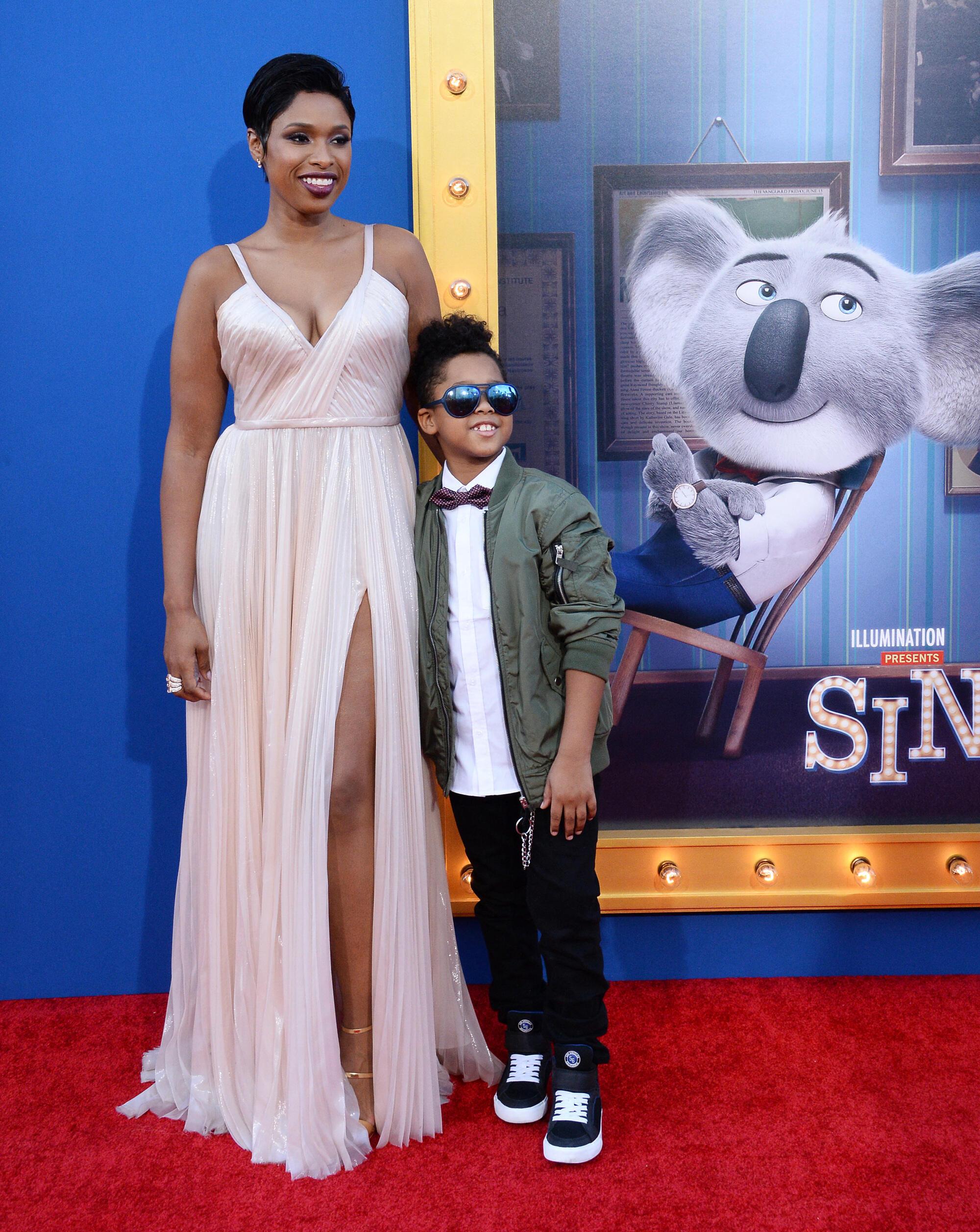 Jennifer Hudson and son David Daniel Otunga Jr. attend the "Sing" premiere in Los Angeles