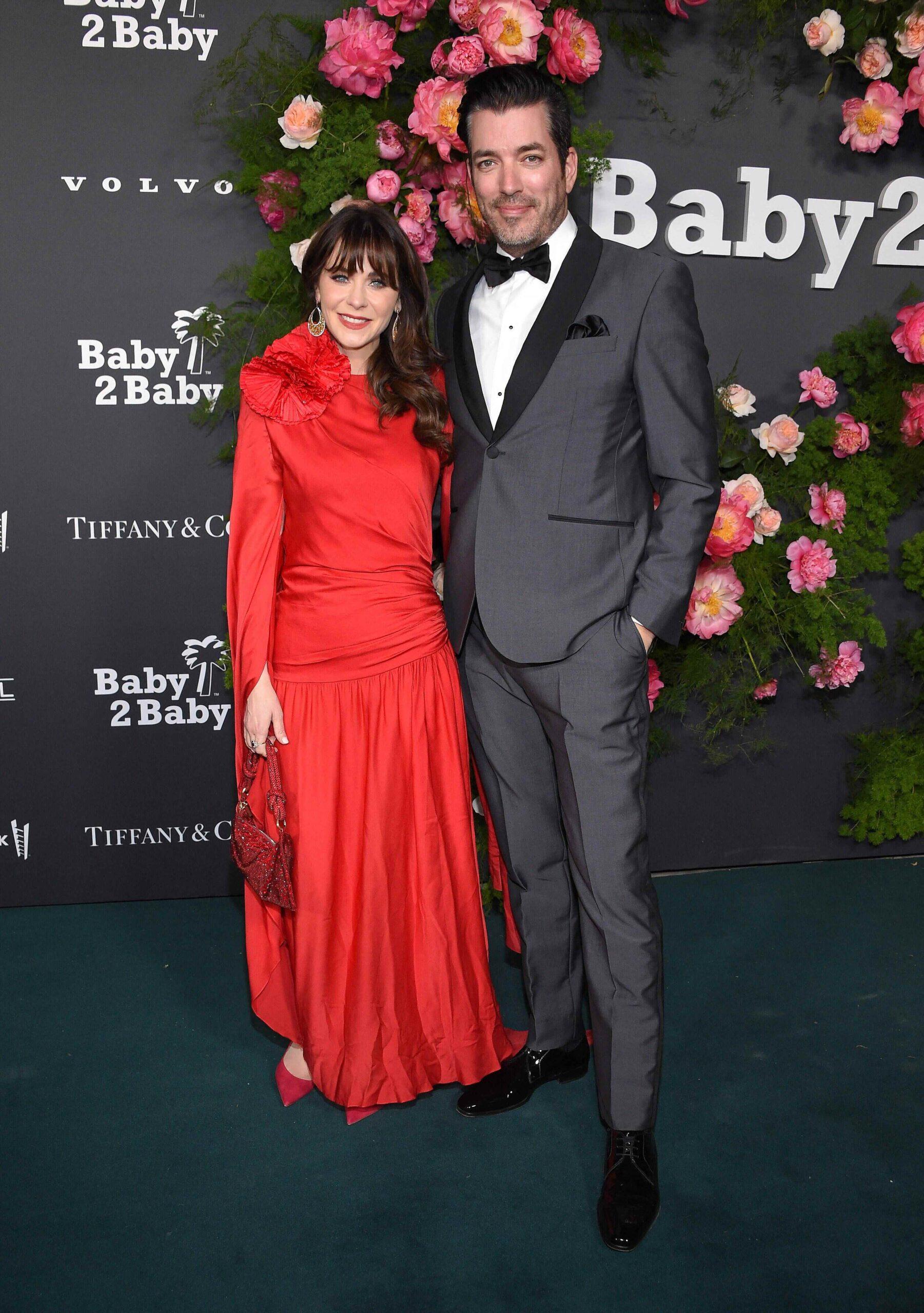 Zooey Deschanel and Jonathan Scott at the 2022 Baby2Baby Gala