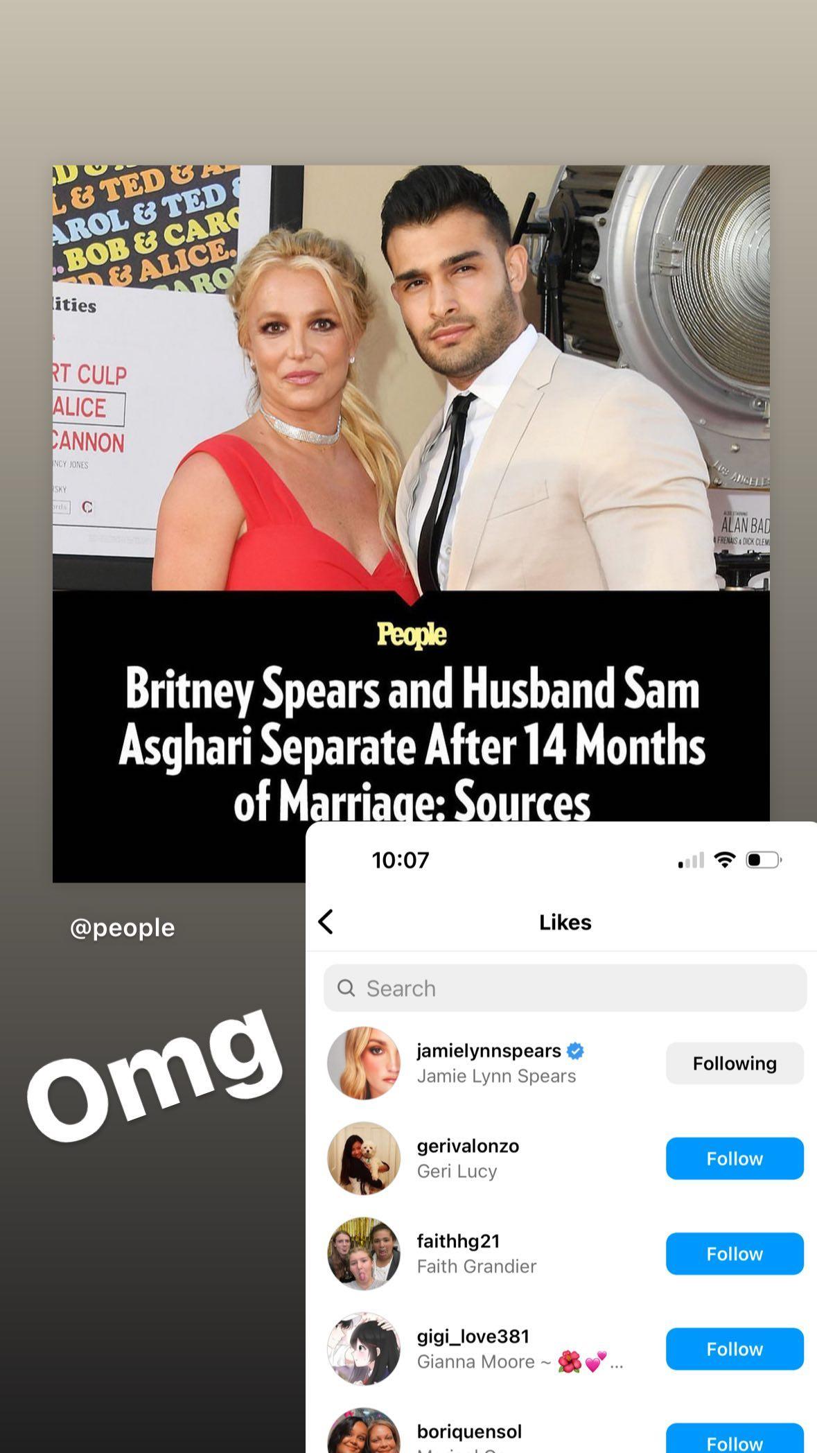 Jamie Lynn Spears may have liked divorce post