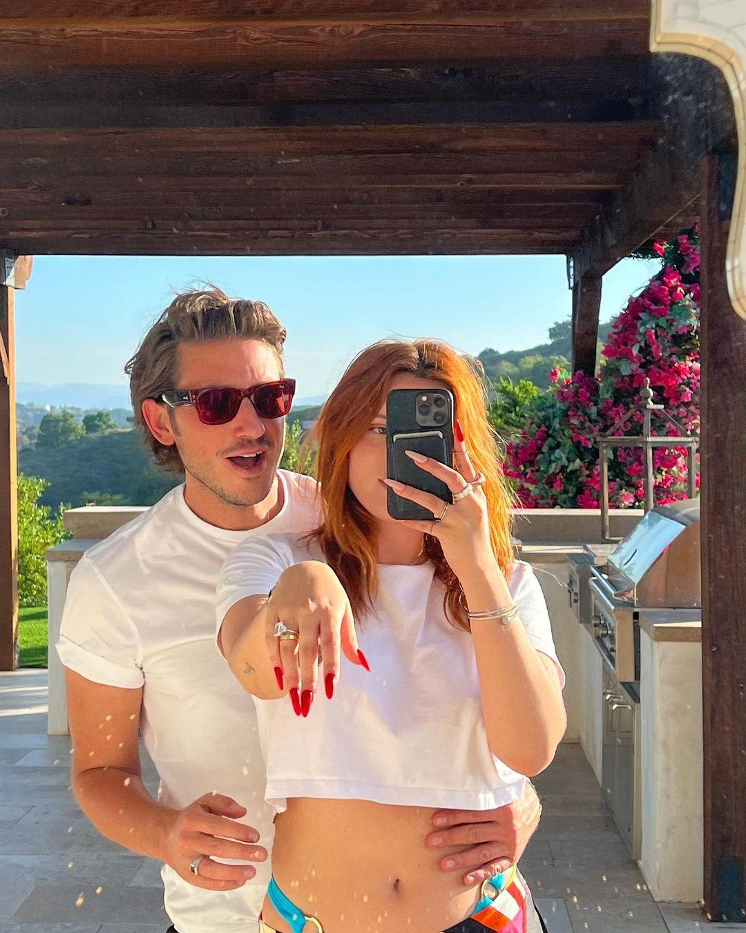 Bella Thorn and fiance Mark Emms get engaged