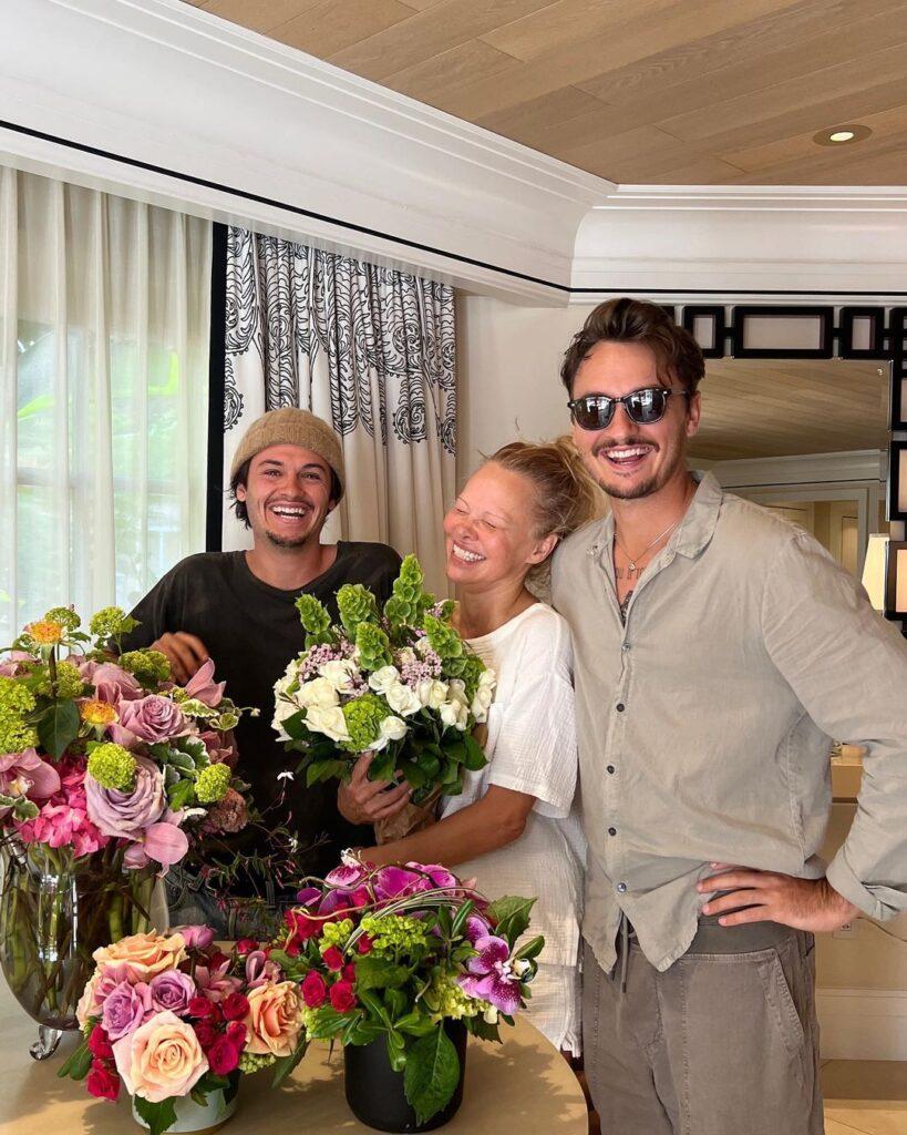 Pamela Anderson with her sons, Brandon and Dylan