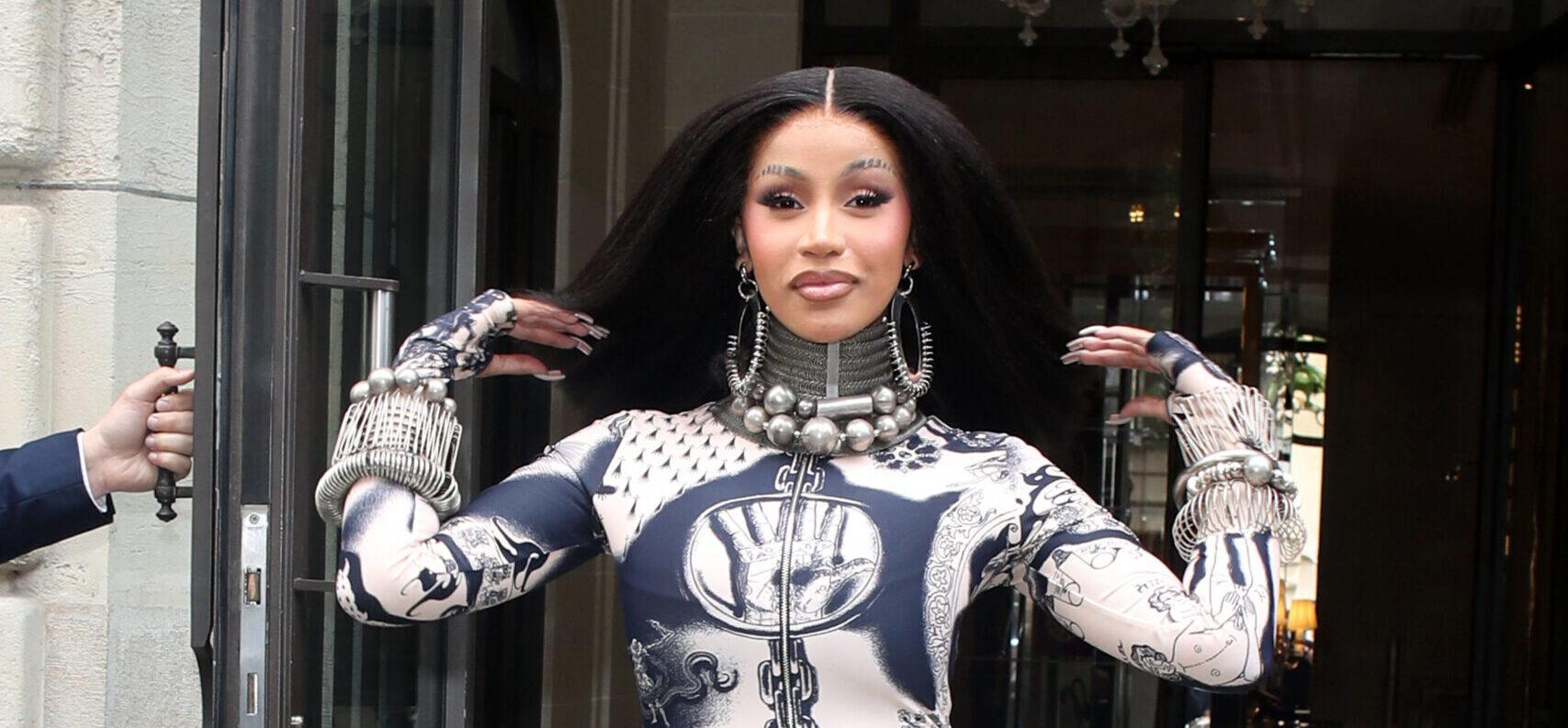 Cardi B's Suffers Wardrobe Malfunction, Gets Helping Hand From