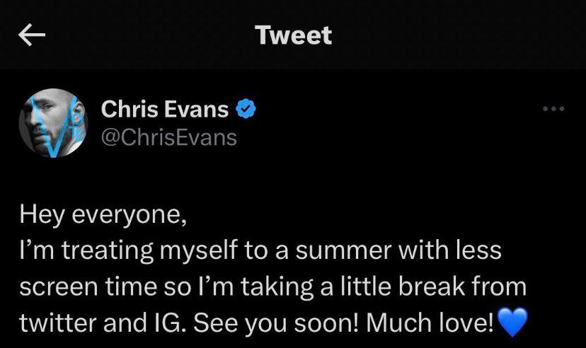 Chris Evans signed off from social media with this message