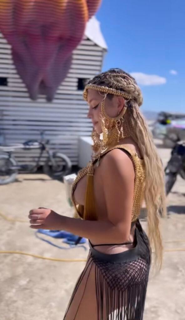 Demi Rose dancing at Burning Man 2023.